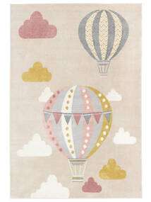  100X160 キッズカーペット 小 Balloon Ride 絨毯 - ベージュ/ピンク