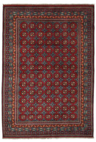 Afghan Fine Teppich 206X298 Schwarz/Dunkelrot Wolle, Afghanistan Carpetvista