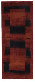絨毯 ギャッベ ペルシャ 80X198 廊下 カーペット ブラック/ダークレッド (ウール, ペルシャ/イラン)