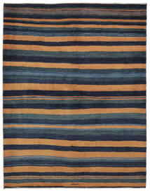  154X190 Striped Shaggy Rug Small Gabbeh Persia Wool, Carpetvista