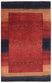80X128 Tapete Loribaft Fine Persa Moderno Vermelho Escuro/Preto (Lã, Pérsia/Irão) Carpetvista