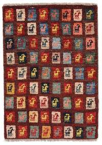 60X87 絨毯 ギャッベ ペルシャ モダン ブラック/ダークレッド (ウール, ペルシャ/イラン) Carpetvista