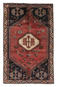 155X244 Tapis D'orient Shiraz Noir/Rouge Foncé (Laine, Perse/Iran) Carpetvista