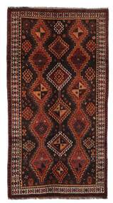 136X254 Shiraz Teppich Orientalischer Schwarz/Dunkelrot (Wolle, Persien/Iran) Carpetvista
