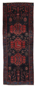  Persischer Hamadan Teppich 102X288 Läufer Schwarz/Dunkelrot (Wolle, Persien/Iran)