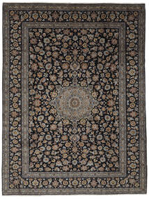 絨毯 ペルシャ カシャン 310X405 ブラック/茶色 大きな (ウール, ペルシャ/イラン)