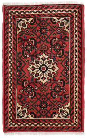  Persischer Hosseinabad Teppich 58X93 Schwarz/Dunkelrot (Wolle, Persien/Iran)
