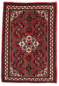  Persischer Hosseinabad Teppich 64X93 Schwarz/Dunkelrot (Wolle, Persien/Iran)