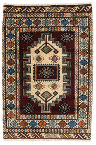 61X91 絨毯 トルクメン オリエンタル ブラック/茶色 (ウール, ペルシャ/イラン) Carpetvista