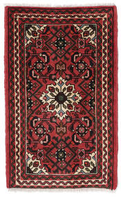  Persischer Hosseinabad Teppich 57X93 Schwarz/Dunkelrot (Wolle, Persien/Iran)