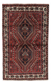  Shiraz Teppich 101X165 Persischer Wollteppich Schwarz/Dunkelrot Klein Carpetvista