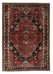 111X156 Χαλι Ανατολής Hamadan Μαύρα/Σκούρο Κόκκινο (Μαλλί, Περσικά/Ιρανικά) Carpetvista