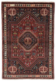 絨毯 ペルシャ シラーズ 101X147 ブラック/ダークレッド (ウール, ペルシャ/イラン)