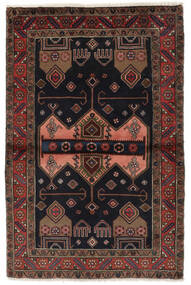 Dywan Orientalny Hamadan 100X153 Czarny/Ciemnoczerwony (Wełna, Persja/Iran)