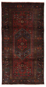 103X200 Hamadan Teppich Orientalischer Schwarz/Dunkelrot (Wolle, Persien/Iran) Carpetvista