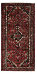 98X200 Hamadan Teppich Orientalischer Schwarz/Dunkelrot (Wolle, Persien/Iran) Carpetvista