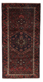 104X204 Alfombra Hamadan Oriental Negro/Rojo Oscuro (Lana, Persia/Irán) Carpetvista