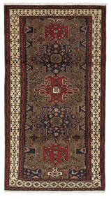 Hamadan Vloerkleed 102X187 Zwart/Bruin Wol, Perzië/Iran Carpetvista