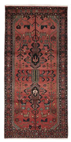  Hamadan Rug 108X220 Persian Wool Black/Dark Red Small Carpetvista