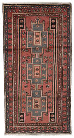  Orientalischer Hamadan Teppich 95X185 Schwarz/Dunkelrot Wolle, Persien/Iran Carpetvista