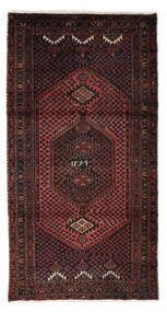  Persischer Hamadan Teppich 110X206 Schwarz/Dunkelrot (Wolle, Persien/Iran)