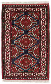  61X97 Turkaman Vloerkleed Zwart/Donkerrood Perzië/Iran Carpetvista
