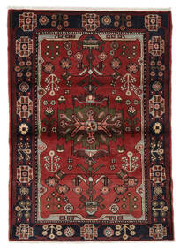 112X159 絨毯 オリエンタル ハマダン ブラック/ダークレッド (ウール, ペルシャ/イラン) Carpetvista
