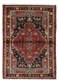 絨毯 ペルシャ ハマダン 111X150 ブラック/ダークレッド (ウール, ペルシャ/イラン)