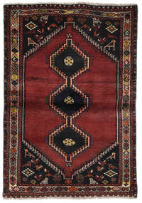  Persischer Shiraz Teppich 106X150 Schwarz/Dunkelrot (Wolle, Persien/Iran)