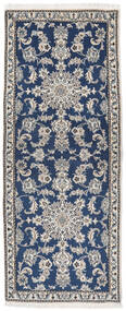 絨毯 ペルシャ ナイン 77X188 廊下 カーペット ダークグレー/ブラック (ウール, ペルシャ/イラン)