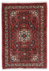 Hosseinabad Teppich 65X94 Schwarz/Dunkelrot Wolle, Persien/Iran Carpetvista