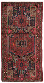 Hamadan Rug 104X195 Black/Dark Red Wool, Persia/Iran Carpetvista