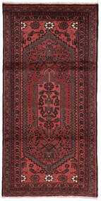 絨毯 ペルシャ ハマダン 100X200 ブラック/ダークレッド (ウール, ペルシャ/イラン)