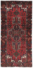 Dywan Perski Hamadan 99X206 Czarny/Ciemnoczerwony (Wełna, Persja/Iran)