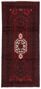 Tapis Persan Hamadan 100X220 Noir/Rouge Foncé (Laine, Perse/Iran)