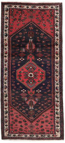 絨毯 ハマダン 93X200 ブラック/ダークレッド (ウール, ペルシャ/イラン)