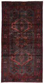 107X211 Hamadan Teppich Orientalischer Schwarz/Dunkelrot (Wolle, Persien/Iran) Carpetvista