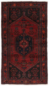 103X189 Hamadan Vloerkleed Oosters Zwart/Donkerrood (Wol, Perzië/Iran) Carpetvista