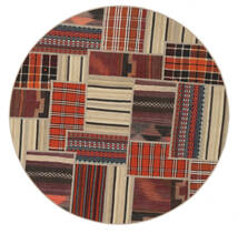Tekkeh Kilim Rug Ø 150 Round Dark Red/Black Wool, Persia/Iran Carpetvista