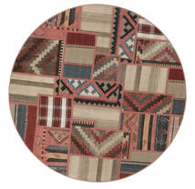 Tekkeh Kilim Rug Ø 150 Round Dark Red/Brown Wool, Persia/Iran Carpetvista