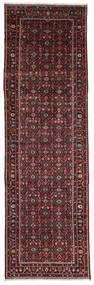  Persischer Hosseinabad Teppich 104X388 Läufer Schwarz/Dunkelrot (Wolle, Persien/Iran)