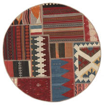  Tekkeh Kilim Rug Ø 100 Persian Wool Dark Red/Black Small Carpetvista