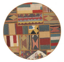  Ø 100 Tekkeh Kilim Rug Modern Round Brown/Orange (Wool, Persia/Iran) Carpetvista