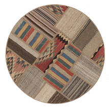  Ø 100 Tekkeh Kilim Rug Modern Round Brown/Black (Wool, Persia/Iran) Carpetvista