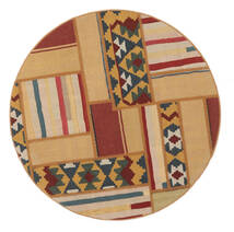  Ø 100 Tekkeh Kilim Rug Modern Round Orange/Brown (Wool, Persia/Iran) Carpetvista
