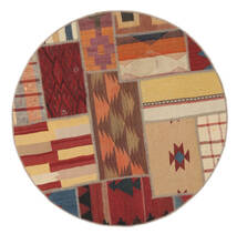  Ø 100 Tekkeh Kilim Rug Modern Round Brown/Dark Red (Wool, Persia/Iran) Carpetvista