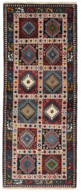 83X205 絨毯 オリエンタル ヤラメー 廊下 カーペット ブラック/茶色 (ウール, ペルシャ/イラン) Carpetvista