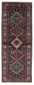 80X207 絨毯 オリエンタル ヤラメー 廊下 カーペット ブラック/ダークレッド (ウール, ペルシャ/イラン) Carpetvista