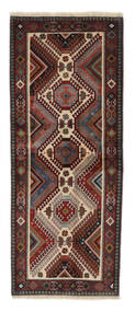 81X202 Tapete Yalameh Oriental Passadeira Preto/Vermelho Escuro (Lã, Pérsia/Irão) Carpetvista