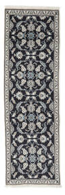 絨毯 ナイン 77X248 廊下 カーペット 黒/濃いグレー (ウール, ペルシャ/イラン)